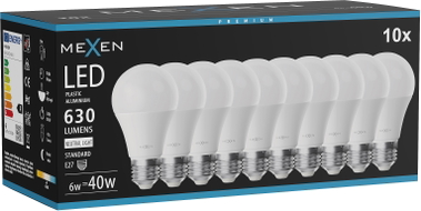 Mexen Nova 10x LED žarulja E27, A60, 6W, Neutralna - 4000K, 630 lm - L100-E27-0640-01x10