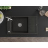 Mexen Elias Évier de cuisine en granit 1 bac avec égouttoir 795 x 480 mm, noir/doré métallique, siphon chromé
