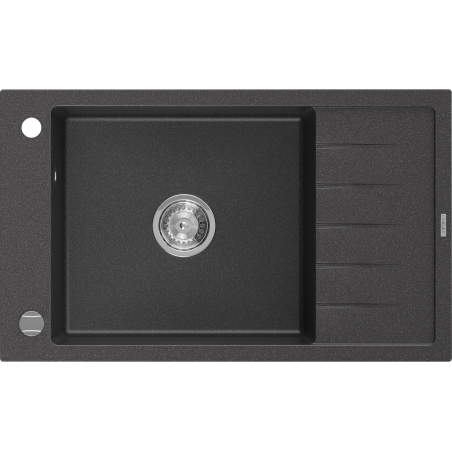 Mexen Elias fregadero de granito de 1 seno con escurridor 795 x 480 mm, negro moteado, sifón cromado - 6511791005-76