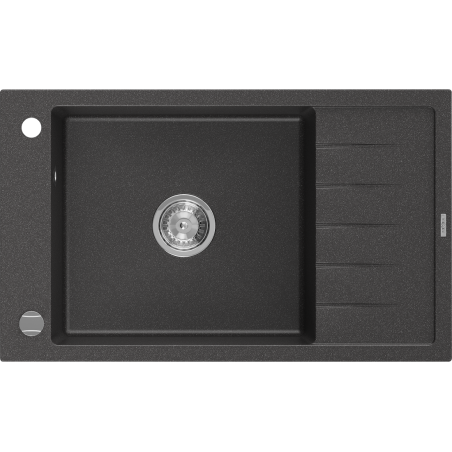Mexen Elias lavello in granito 1-vasca con sgocciolatoio 795 x 480 mm, nero maculato, sifone cromato - 6511791005-76