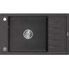 Mexen Elias 1-prekatni granitni pomivalnik s kapnikom, 795 x 480 mm, črna z belimi lisami, kromirani sifon - 6511791005-76