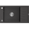 Mexen Elias lavello in granito 1-vasca con sgocciolatoio 795 x 480 mm, nero maculato, sifone cromato - 6511791005-76