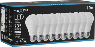 Mexen Nova 10x LED-lamp E27, A60, 7W, Neutraal - 4000K, 735 lm - L100-E27-0740-01x10