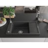 Mexen Elias Granitspüle 1-Becken mit Abtropffläche 795 x 480 mm, schwarz gesprenkelt, Chrom-Siphon - 6511791005-76
