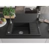 Mexen Elias Granitspüle 1-beckig mit Abtropffläche 795 x 480 mm, schwarz, Siphon chrom - 6511791005-77