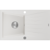 Mexen Cesar granieten spoelbak 1-komorige met afdruiprek 775 x 470 mm, wit, sifon chroom - 6514771010-20
