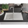 Mexen Cesar Granitspüle 1-Becken mit Abtropffläche 775 x 470 mm, weiß, Siphon chrom - 6514771010-20
