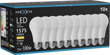 Mexen Nova 10x ampoule LED E27, A60, 15W, Chaude - 3000K, 1575 lm - L100-E27-1530-01x10