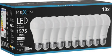 Mexen Nova 10x LED-lamp E27, A60, 15W, Neutraal - 4000K, 1575 lm - L100-E27-1540-01x10
