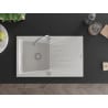 Mexen Cesar Granitspüle 1-Becken mit Abtropffläche 775 x 470 mm, weiß, Siphon chrom - 6514771010-20