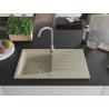 Mexen Cesar granitspüle 1-becken mit abtropffläche 775 x 470 mm, beige, chromsiphon - 6514771010-69