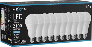Mexen Nova 10x LED-pirn E27, A70, 20W, Külm - 6500K, 2100 lm - L100-E27-2065-01x10