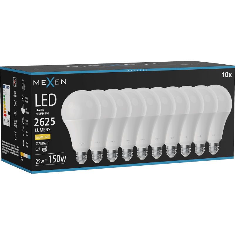 Mexen Nova 10x żarówka LED E27, A95, 25W, Ciepła - 3000K, 2625 lm - L100-E27-2530-01x10