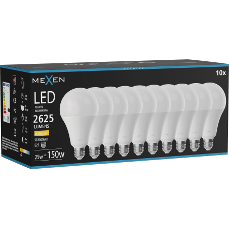 Mexen Nova 10x żarówka LED E27, A95, 25W, Ciepła - 3000K, 2625 lm - L100-E27-2530-01x10