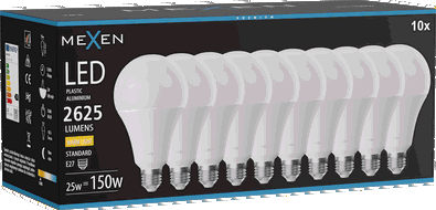 Mexen Nova 10x Ampoule LED E27, A95, 25W, Chaude - 3000K, 2625 lm - L100-E27-2530-01x10