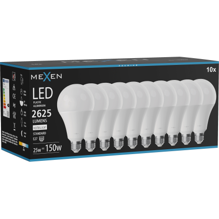 Mexen Nova 10x LED-lampa E27, A95, 25W, Neutral - 4000K, 2625 lm - L100-E27-2540-01x10