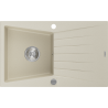 Mexen Cesar granieten spoelbak 1-komers met afdruiprek 775 x 470 mm, beige, sifon chroom - 6514771010-69