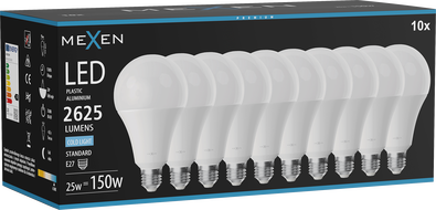 Mexen Nova 10x LED pirn E27, A95, 25W, Külm - 6500K, 2625 lm - L100-E27-2565-01x10