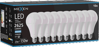 Mexen Nova 10x żarówka LED E27, A95, 25W, Zimna - 6500K, 2625 lm - L100-E27-2565-01x10