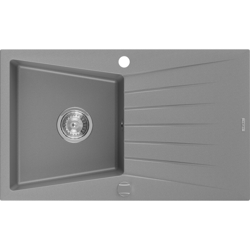 Mexen Cesar graniitvalamu, 1 kamber, nõudekuivatusrestiga, 775 x 470 mm, hall, kroom sifoon - 6514771010-71
