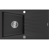 Mexen Cesar fregadero de granito de 1 seno con escurridor 775 x 470 mm, negro/plata metálica, sifón cromado - 6514771010-73