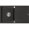 Mexen Cesar évier en granit 1 bac avec égouttoir 775 x 470 mm, noir/métallique doré, siphon chromé - 6514771010-75