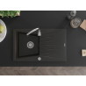 Mexen Cesar Granitspüle 1-beckig mit Abtropffläche 775 x 470 mm, schwarz/gold metallic, Siphon verchromt - 6514771010-75