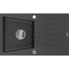 Mexen Cesar granitizlietne izlietne ar vienu kameru un noteces traukiem 775 x 470 mm, melna ar plankumiem, hroma sifons