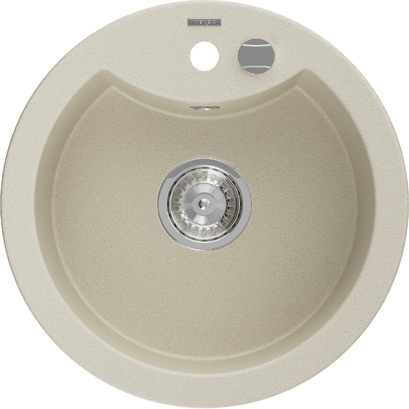 Mexen Diego évier en granit à 1 bac 488 x 480 mm, beige, siphon chromé - 6512481000-69