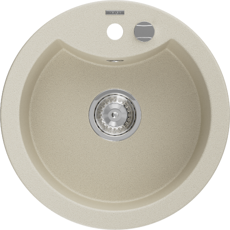 Mexen Diego Granitspüle einbecken 488 x 480 mm, beige, Chrom-Siphon - 6512481000-69