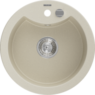 Mexen Diego granite sink 1-bowl 488 x 480 mm, beige, chrome siphon - 6512481000-69