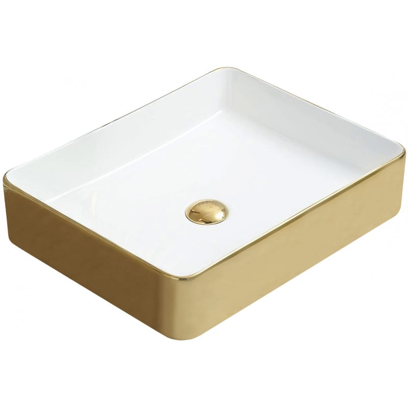 Mexen Estela lavabo à poser 50 x 40 cm, blanc/or - 22105053