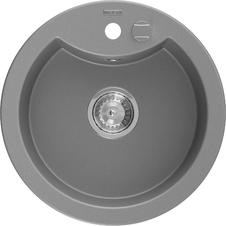 Mexen Diego granit gootsteen 1-komor 488 x 480 mm, grijs, sifon chroom - 6512481000-71