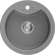 Mexen Diego νεροχύτης γρανίτης 1-διαμερισμάτων 488 x 480 mm, γκρι, σιφόνι χρώμιο