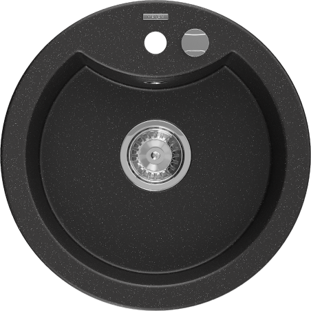 Mexen Diego Granitdiskho 1-kammare 488 x 480 mm, svart/silver metallic, kromat vattenlås - 6512481000-73