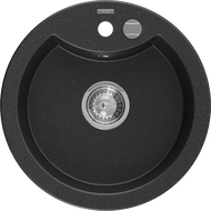 Mexen Diego lavello in granito a 1 vasca 488 x 480 mm, nero/argento metallico, sifone cromato - 6512481000-73