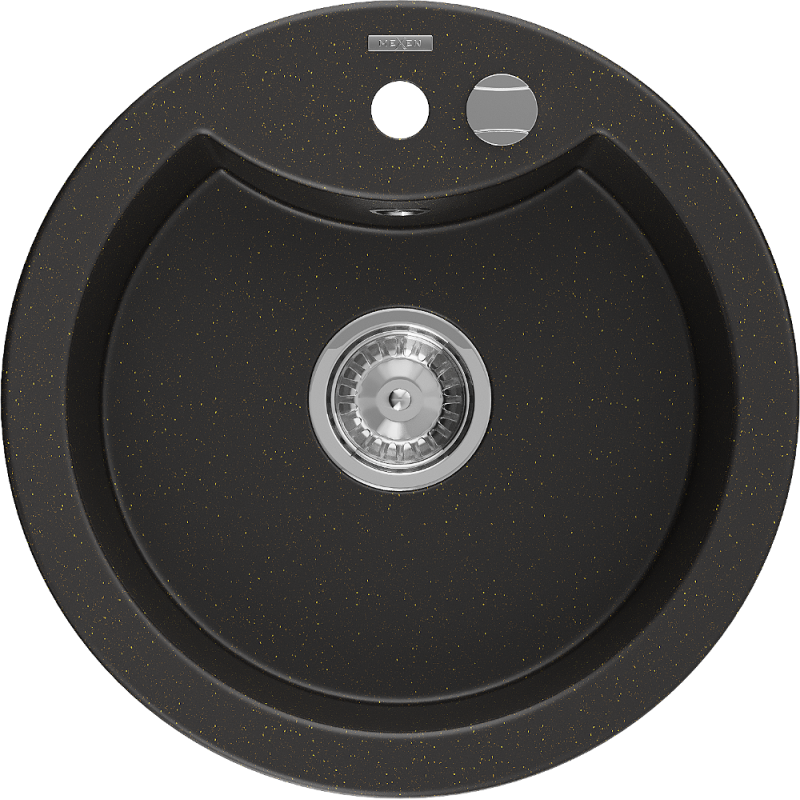 Mexen Diego lavello in granito con 1 vasca 488 x 480 mm, nero/oro metallizzato, sifone cromato - 6512481000-75