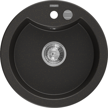 Mexen Diego lavello in granito con 1 vasca 488 x 480 mm, nero/oro metallizzato, sifone cromato - 6512481000-75