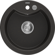 Mexen Diego νεροχύτης γρανίτης 1-θαλάμου 488 x 480 mm, μαύρο/χρυσό μεταλλικό,