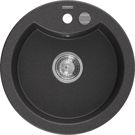Mexen Diego diskbänk i granit 1-facks 488 x 480 mm, svart spräcklig, kromsifon - 6512481000-76