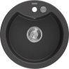 Mexen Diego évier granit 1-bac 488 x 480 mm, noir moucheté, siphon chromé - 6512481000-76