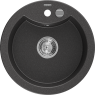 Mexen Diego Granitspüle 1-Becken 488 x 480 mm, schwarz gesprenkelt, Siphon Chrom - 6512481000-76