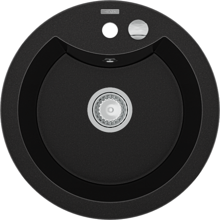 Mexen Diego lava-louça de granito 1-bacia 488 x 480 mm, preto, sifão cromado - 6512481000-77