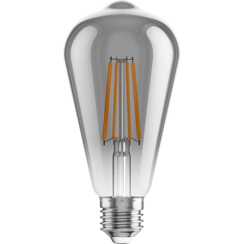 Mexen Vintis 6x LED-Filament-Glühbirne E27, ST64, 8W, Warm - 2200K, 600 lm, Rauch - L152-E27-0822-70x06