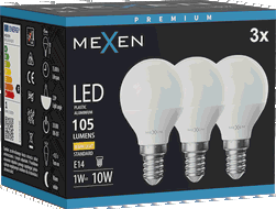Mexen Nova 3x LED žarulja E14, G45, 1W, Topla - 3000K, 105 lm - L101-E14-0130-01x03
