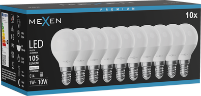 Mexen Nova 10x LED Pirn E14, G45, 1W, Neutraalne - 4000K, 105 lm - L101-E14-0140-01x10