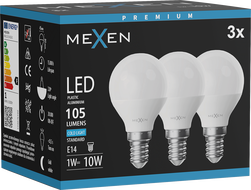 Mexen Nova 3x LED-pirn E14, G45, 1W, Külm - 6500K, 105 lm - L101-E14-0165-01x03