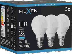 Mexen Nova 3x LED žarulja E14, G45, 1W, Hladna - 6500K, 105 lm - L101-E14-0165-01x03
