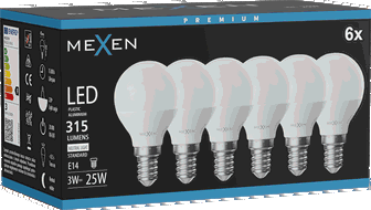 Mexen Nova 6x LED žarulja E14, G45, 3W, Neutralna - 4000K, 315 lm - L101-E14-0340-01x06