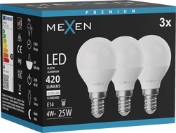 Mexen Nova 3x LED-lamp E14, G45, 4W, Neutraal - 4000K, 420 lm - L101-E14-0440-01x03